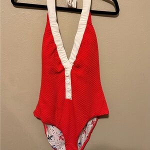 Red and White Nanette Lepore Halter Swimsuit